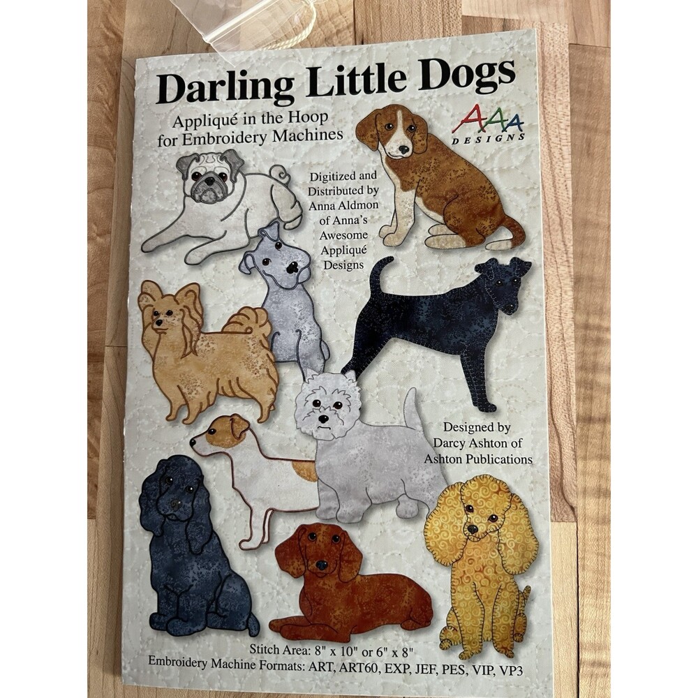 Applique in Hoop Designs for Embroidery Machines "Darling Little Dogs" USB Drive